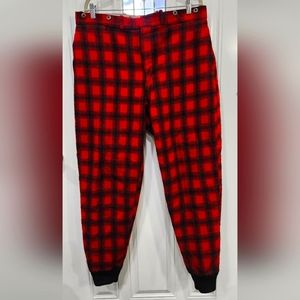 Vintage Woolrich red black plaid wool hunting pants men's Large 37in. Waist